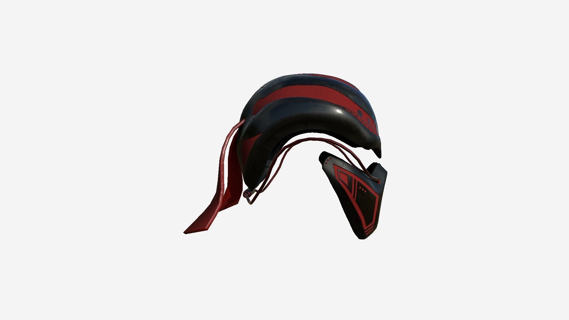 SciFi Ninja Mask A04 Red - Character Design Fashion Low-poly 3D model_2