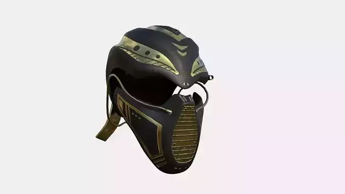 SciFi Ninja Mask A06 Black Gold - Character Design Fashion Low-poly 3D model