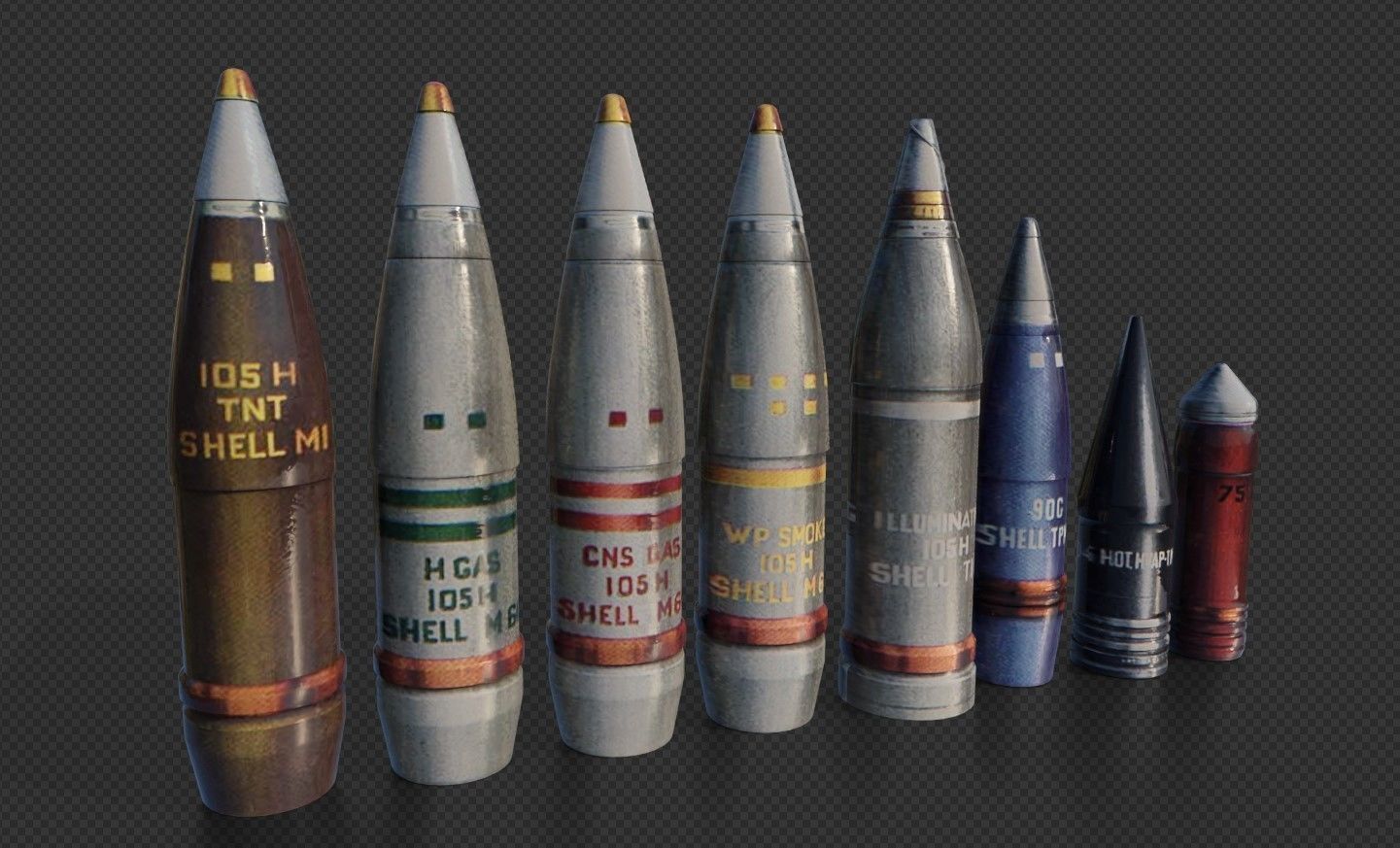 Artillery Ammunitions 3D model_2