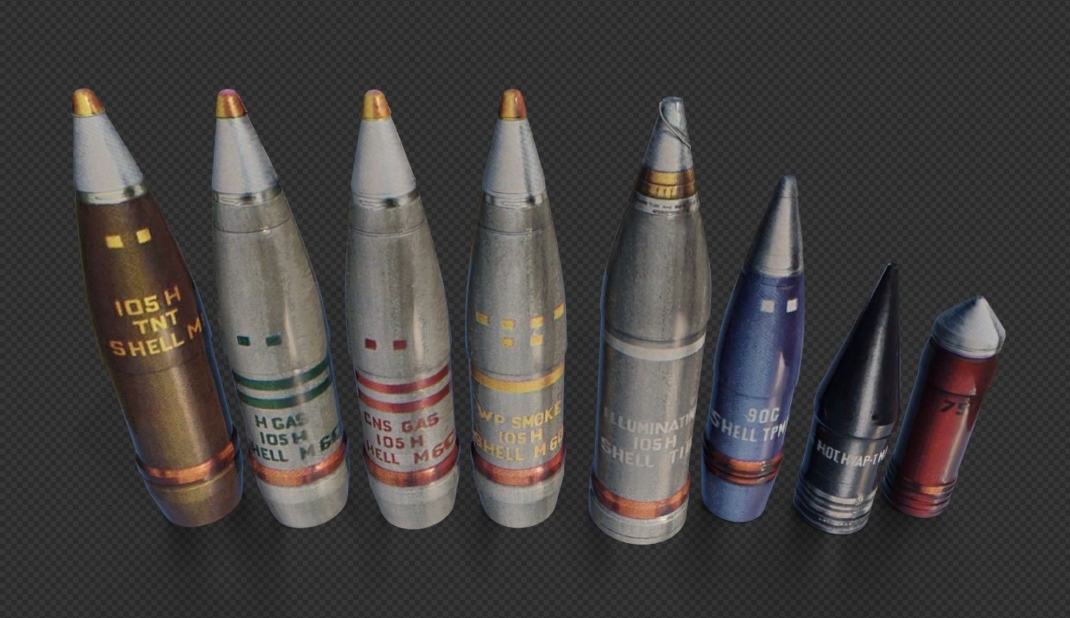 Artillery Ammunitions 3D model_4