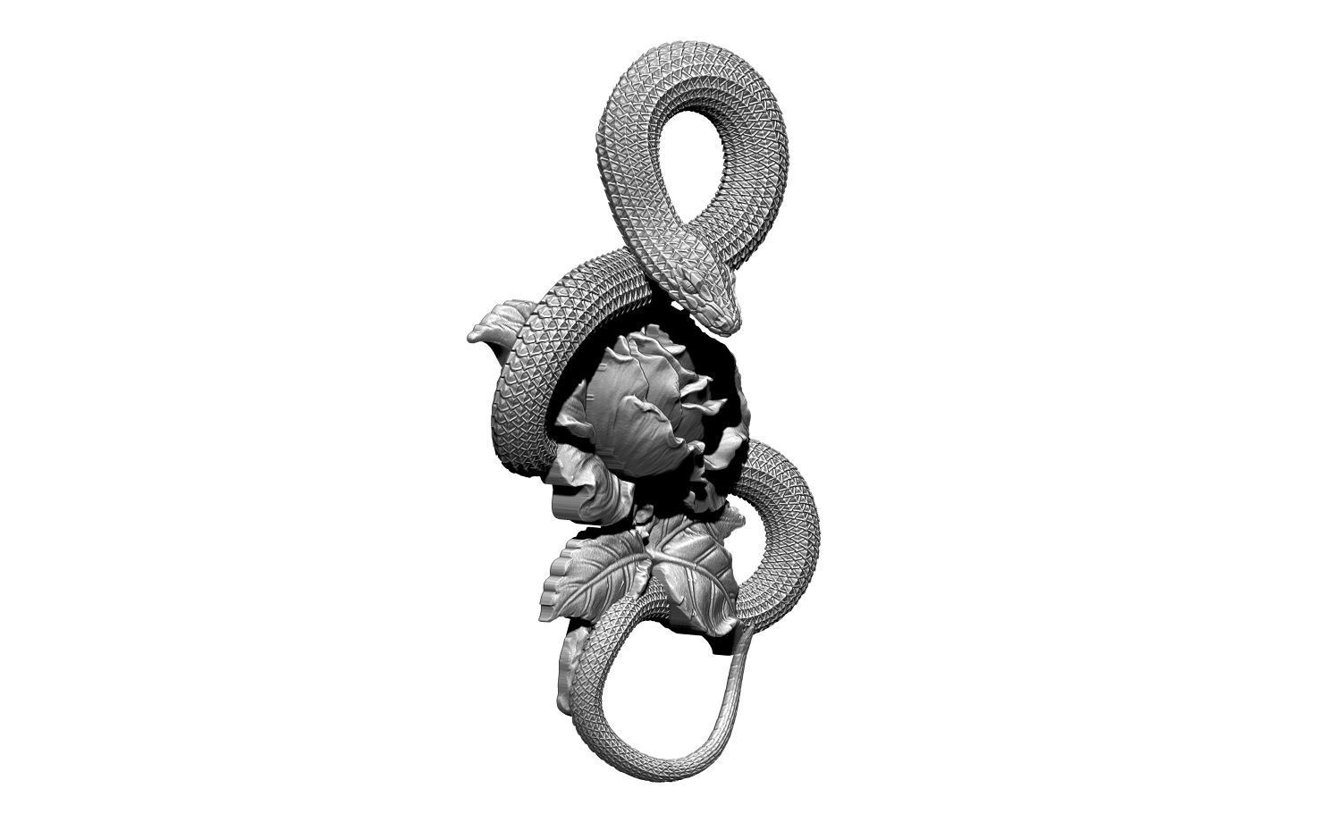Highdetailed pendant with snake Poisonous Rose 3D print model_1