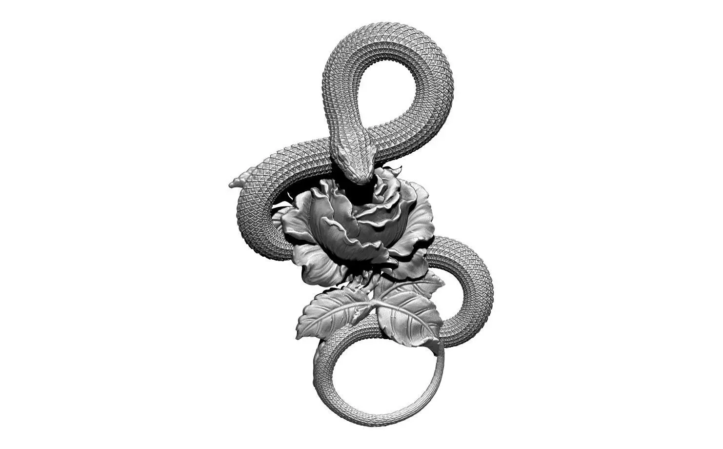 Highdetailed pendant with snake Poisonous Rose 3D print model_0