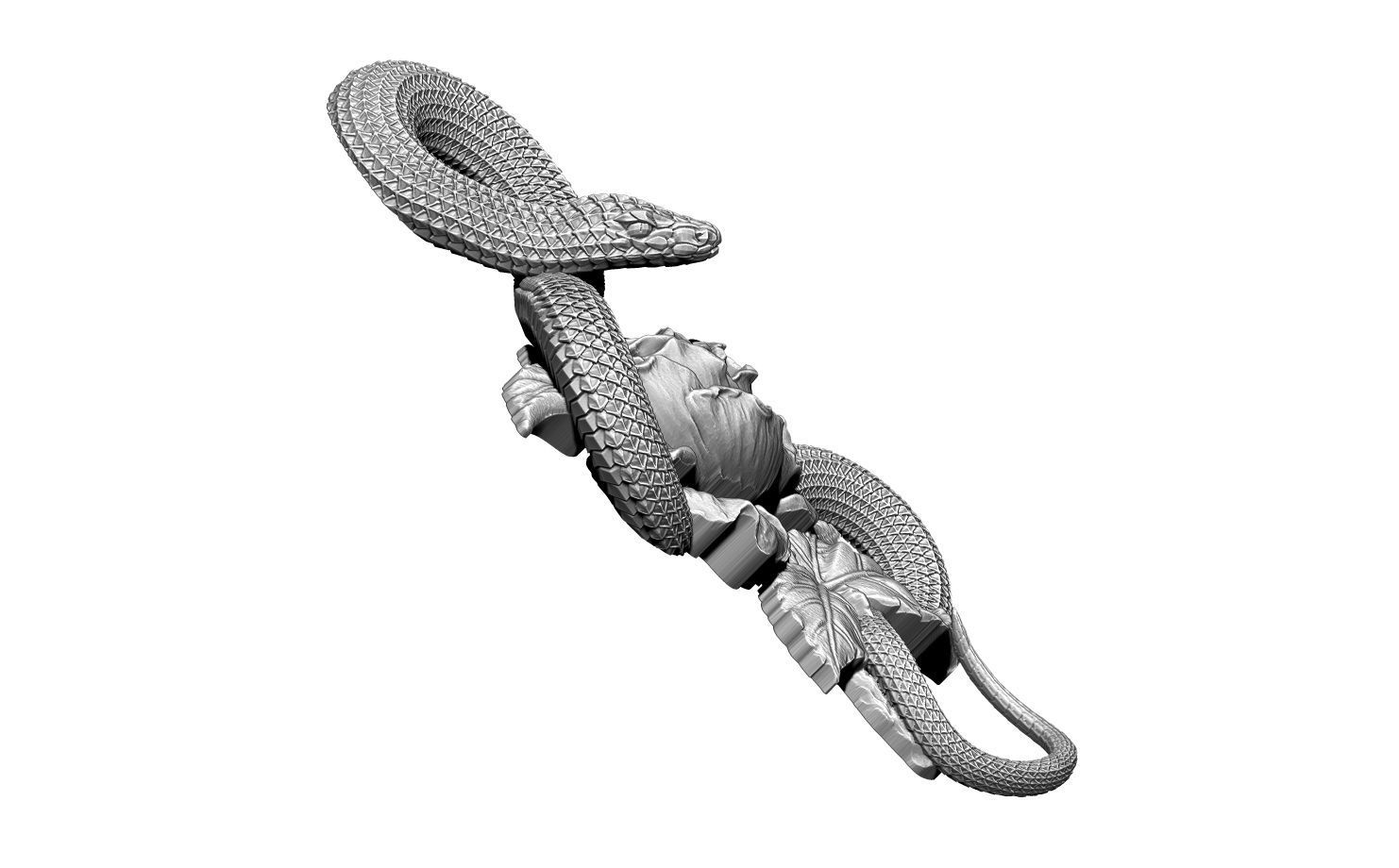 Highdetailed pendant with snake Poisonous Rose 3D print model_6