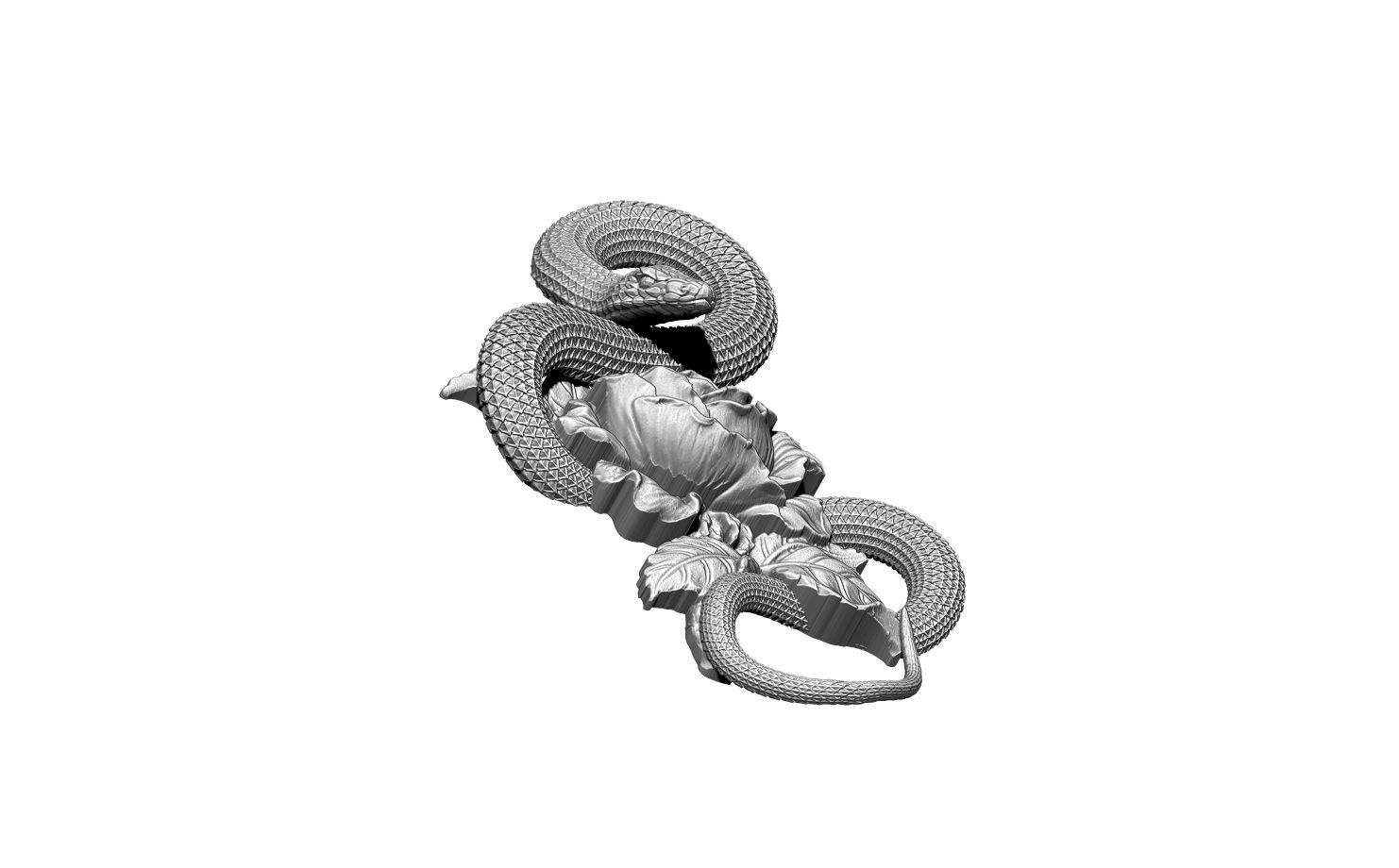 Highdetailed pendant with snake Poisonous Rose 3D print model_5