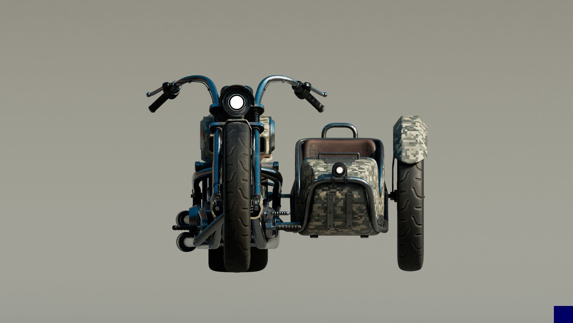 Motorcycle with sidecar 3D model_4