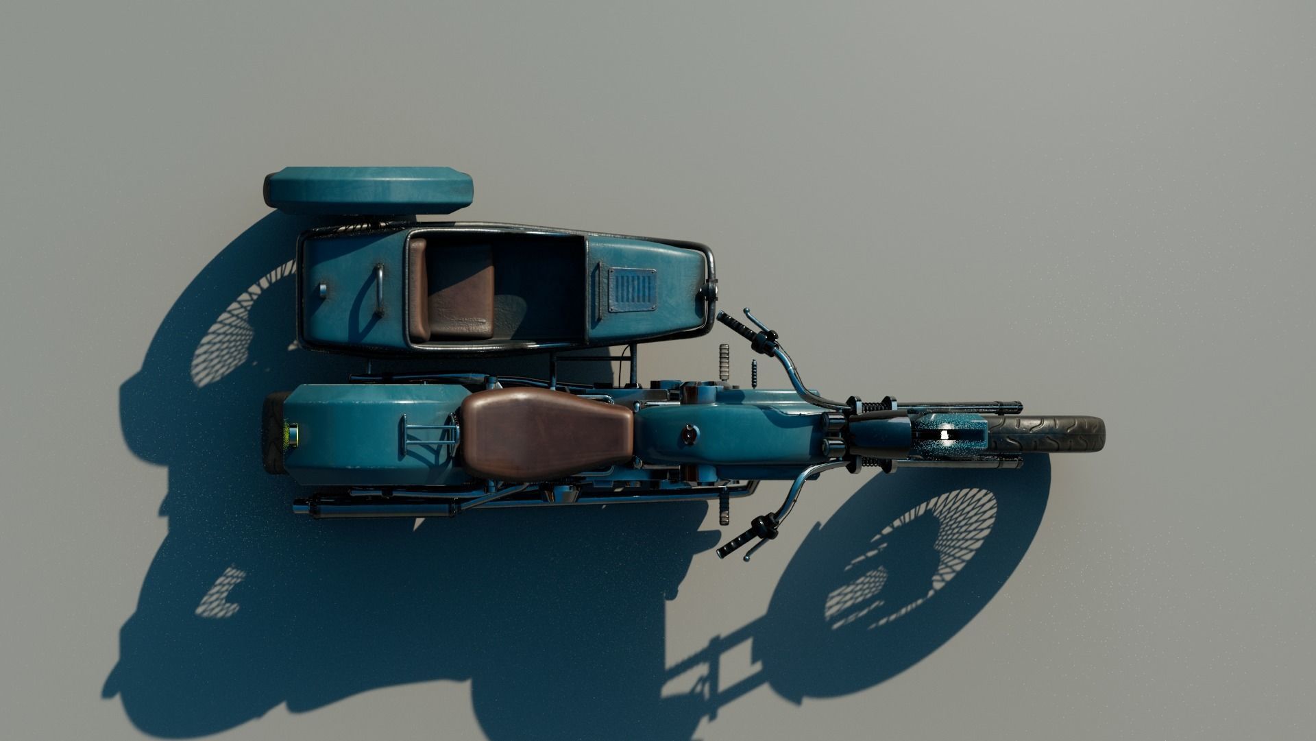 Motorcycle with sidecar 3D model_6