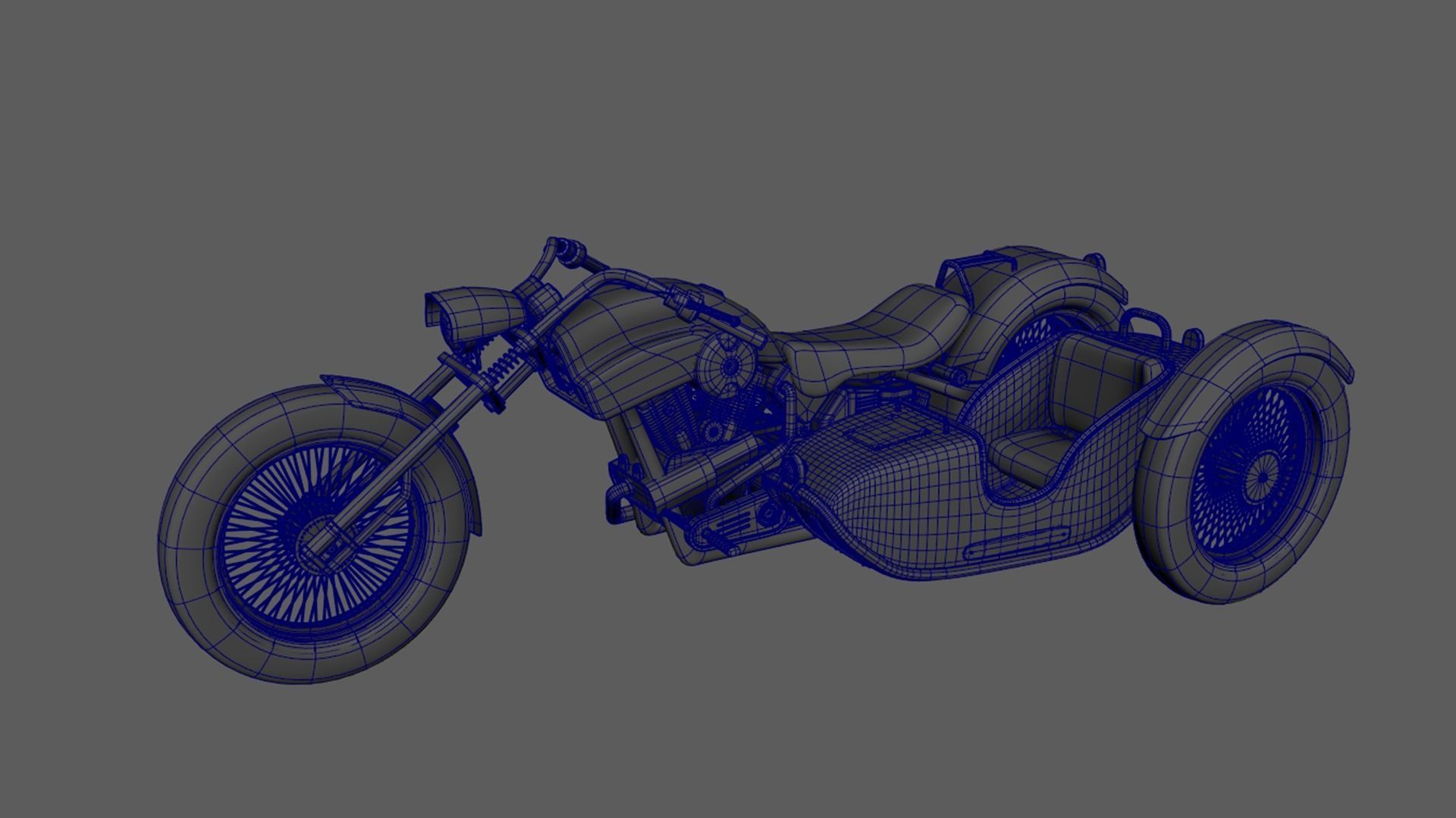 Motorcycle with sidecar 3D model_8