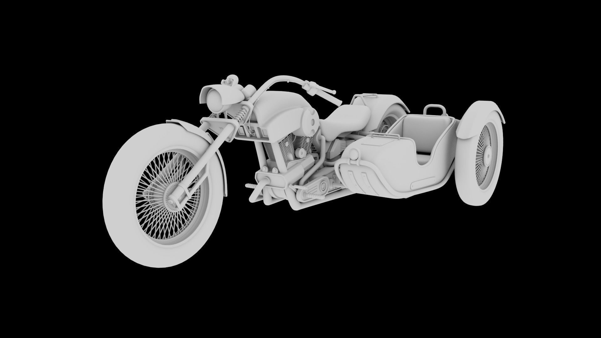Motorcycle with sidecar 3D model_7