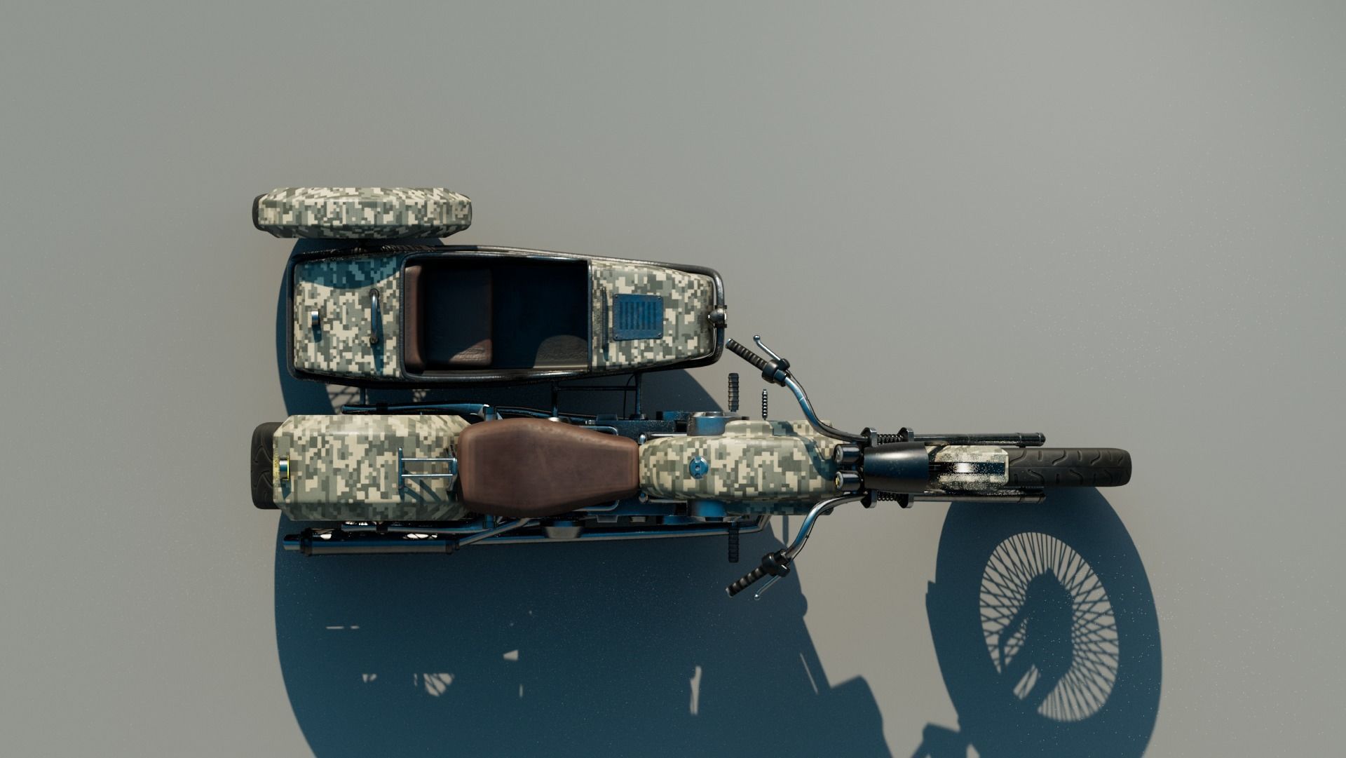 Motorcycle with sidecar 3D model_5