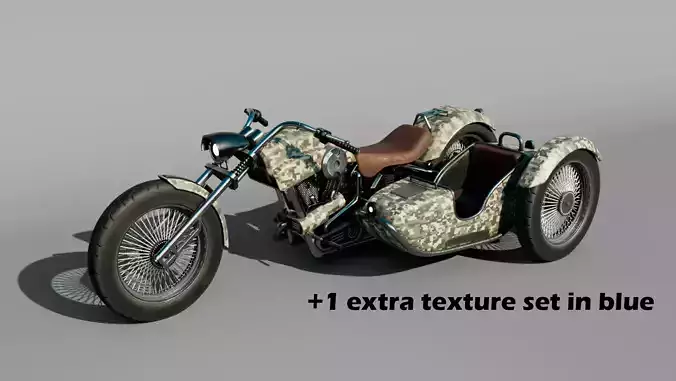 Motorcycle with sidecar 3D model