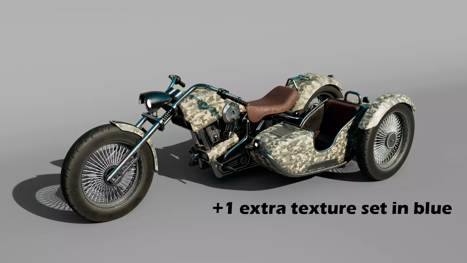 Motorcycle with sidecar 3D model_0