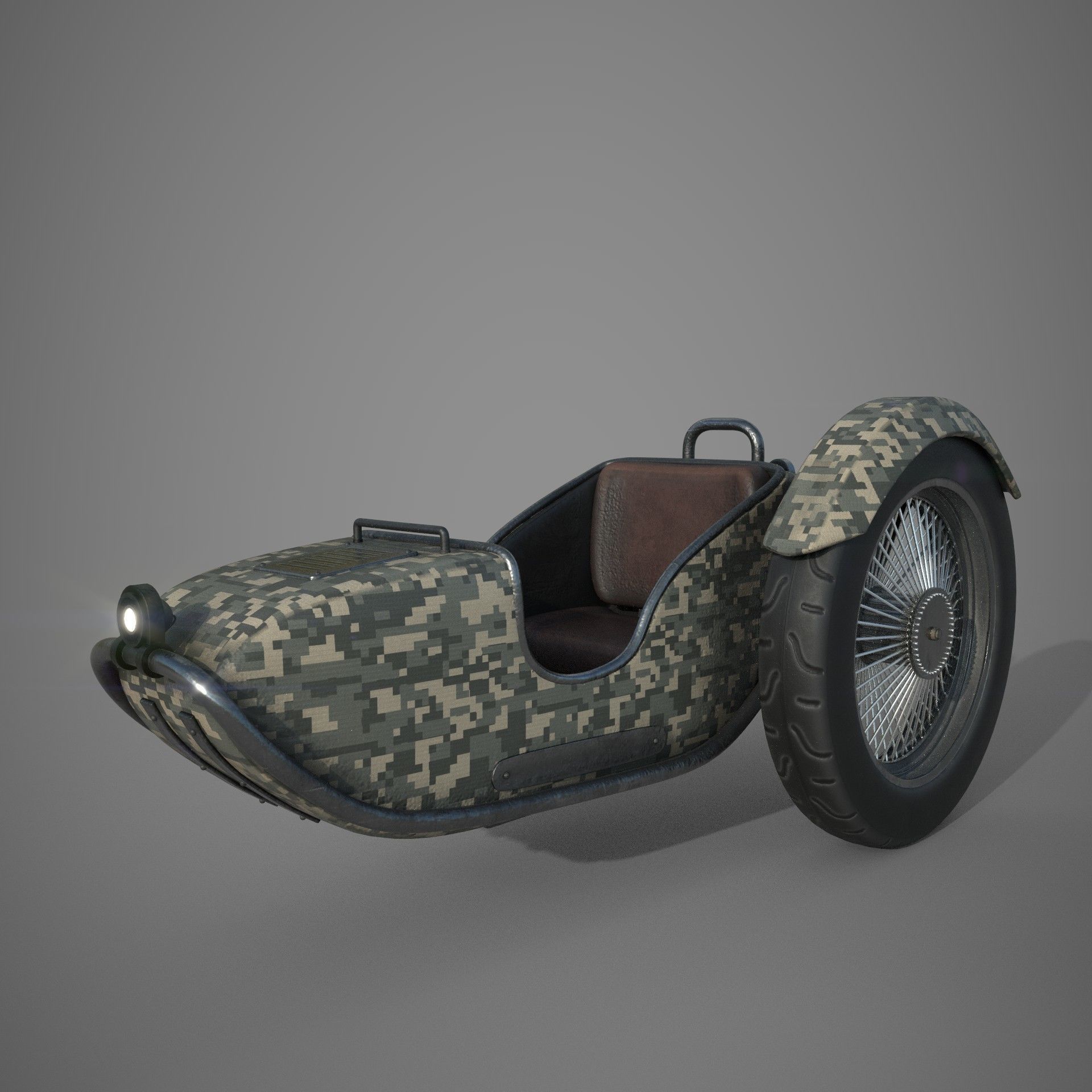 Motorcycle with sidecar 3D model_10