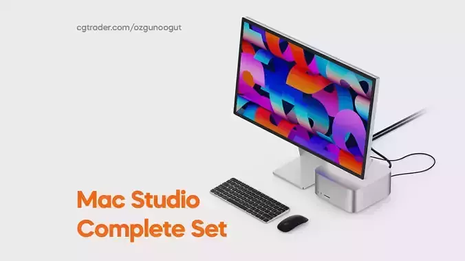 Mac Studio Complete Set with Display Mouse and Keyboard 3D model