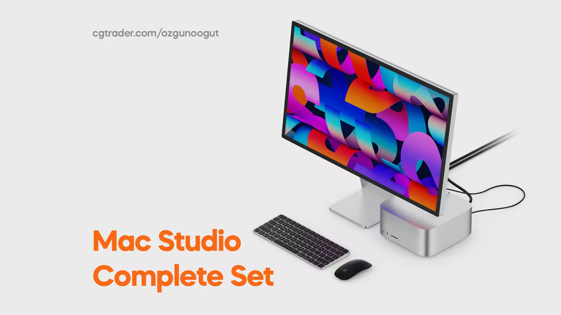 Mac Studio Complete Set with Display Mouse and Keyboard 3D model_0