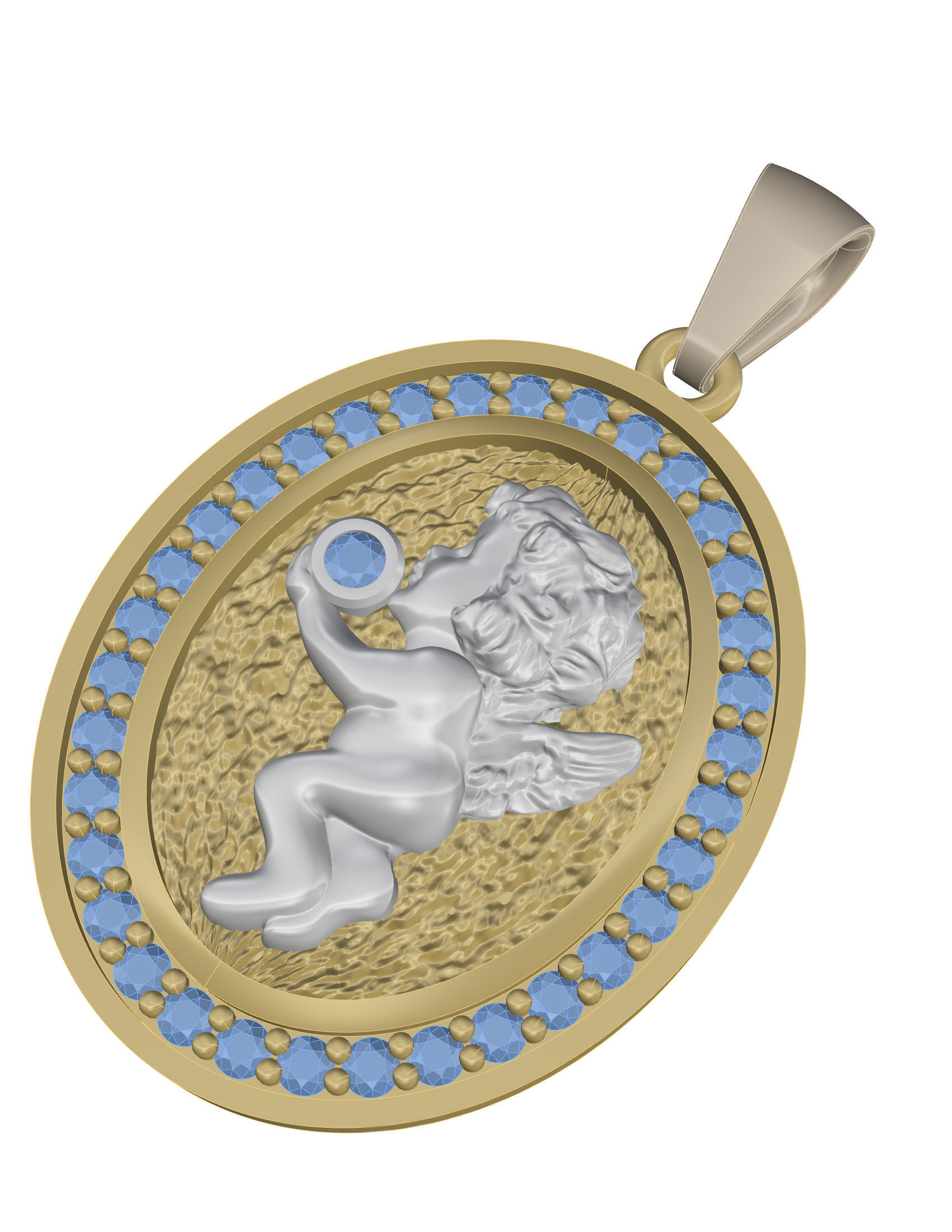 Baby angel pendant 3D print model_12