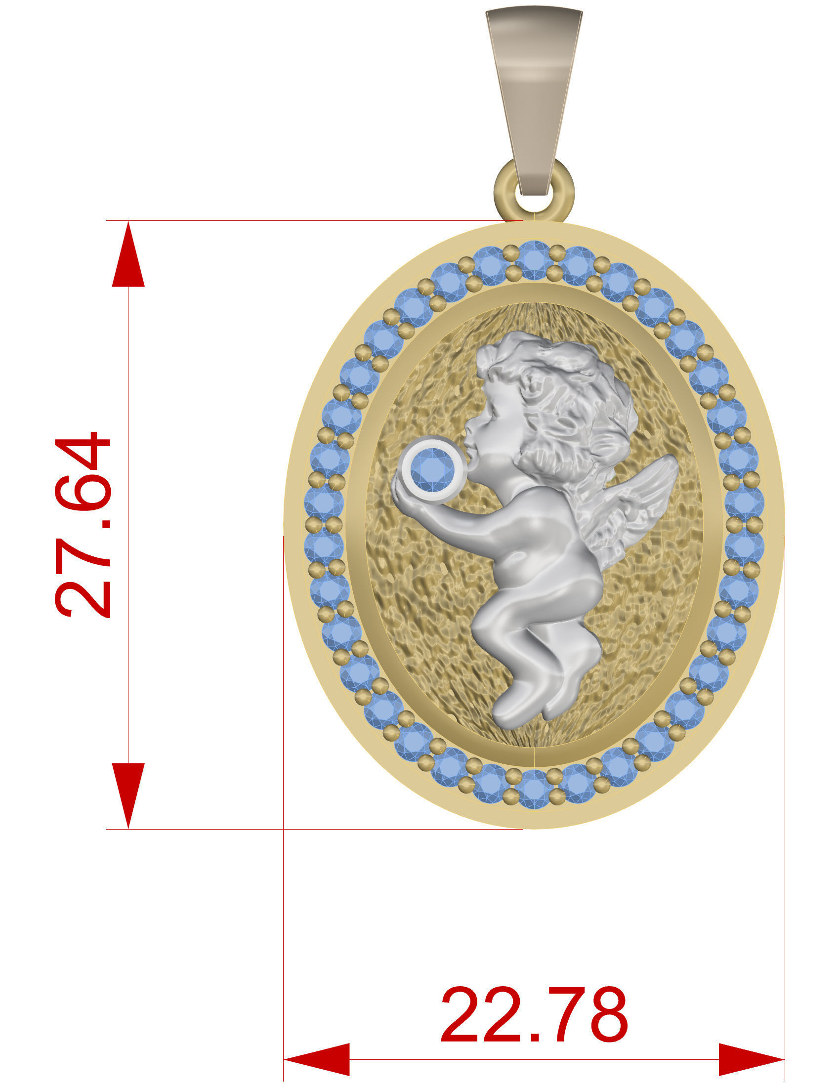 Baby angel pendant 3D print model_4