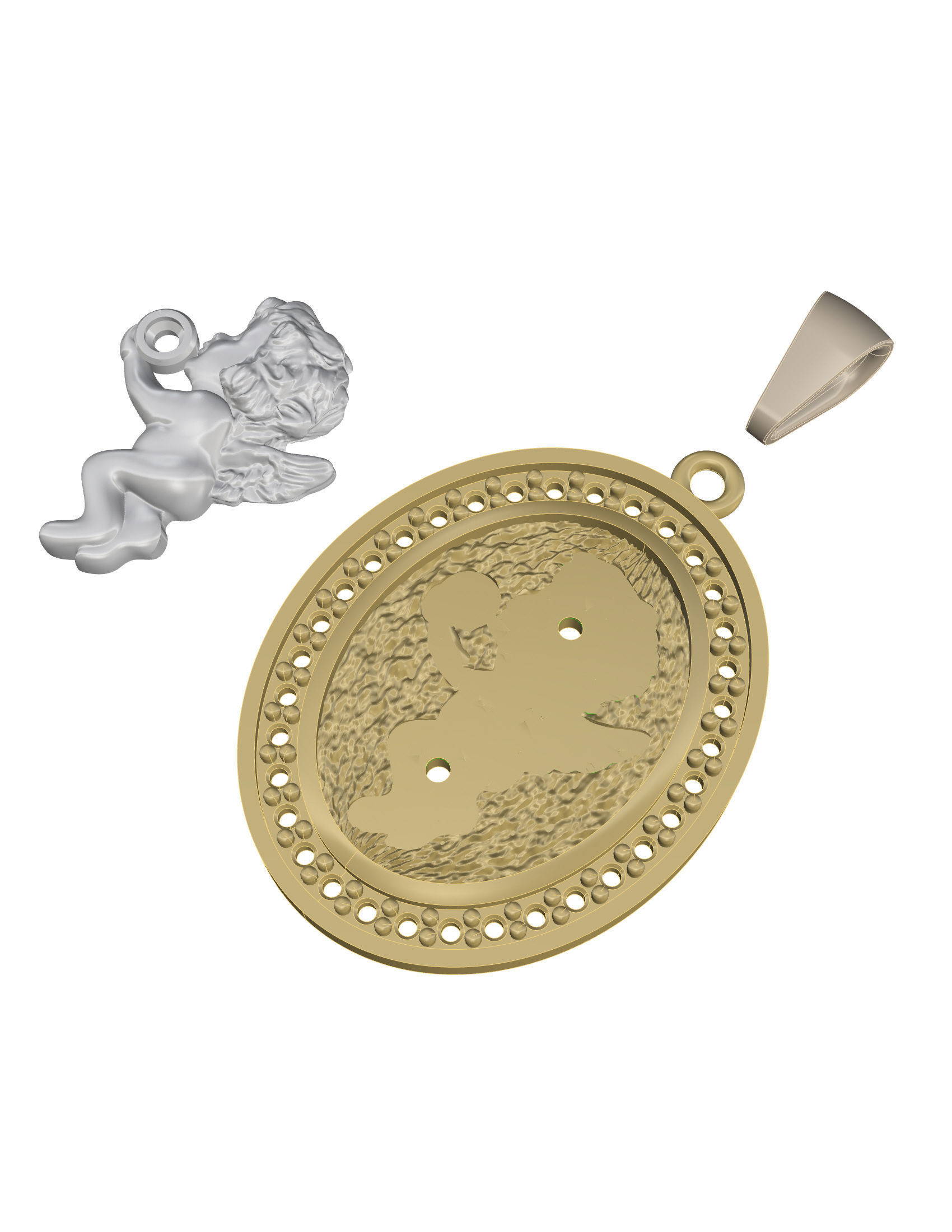 Baby angel pendant 3D print model_15