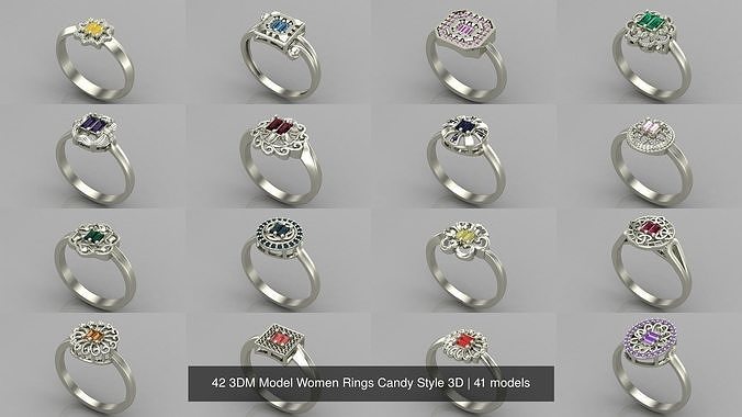 41 Files - 3DM Model Women Rings Candy Style 3D 3D Model Collection