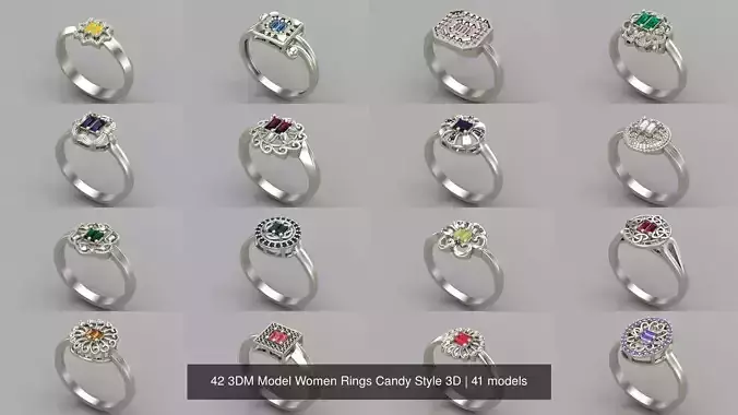 41 Files - 3DM Model Women Rings Candy Style 3D