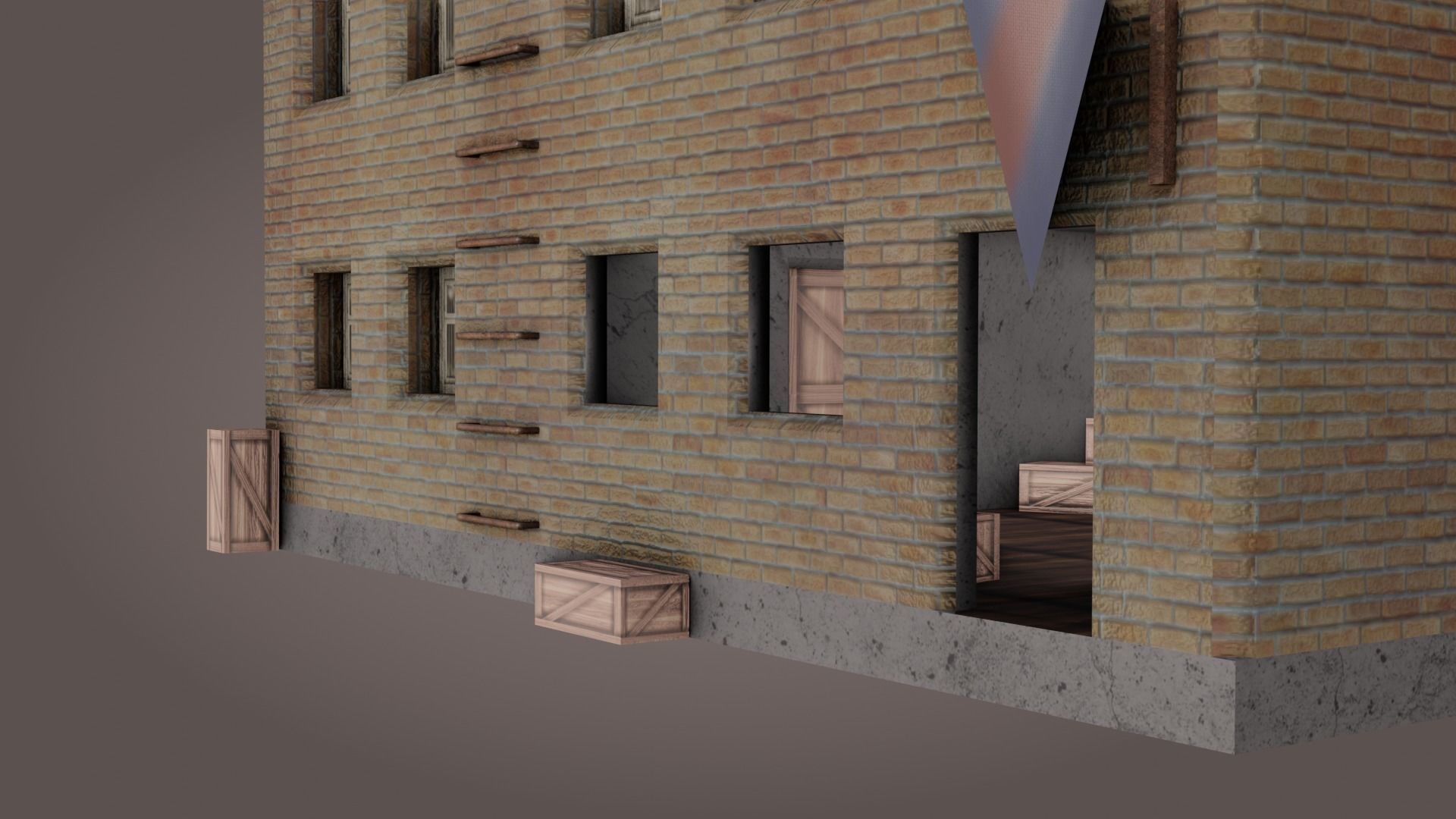 Old House wiht open room Lowpoly Low-poly 3D model_2