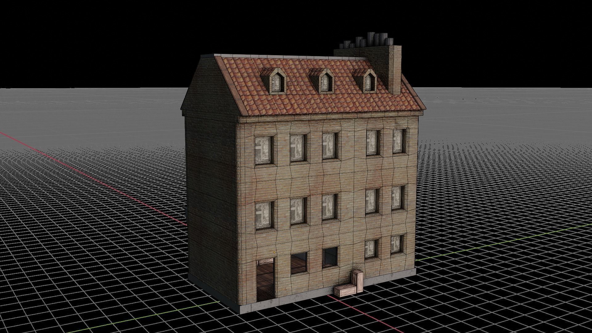 Old House wiht open room Lowpoly Low-poly 3D model_6