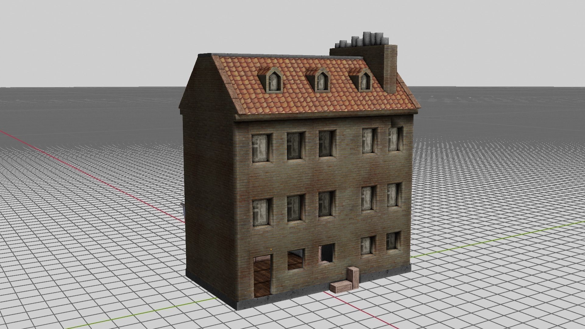 Old House wiht open room Lowpoly Low-poly 3D model_8