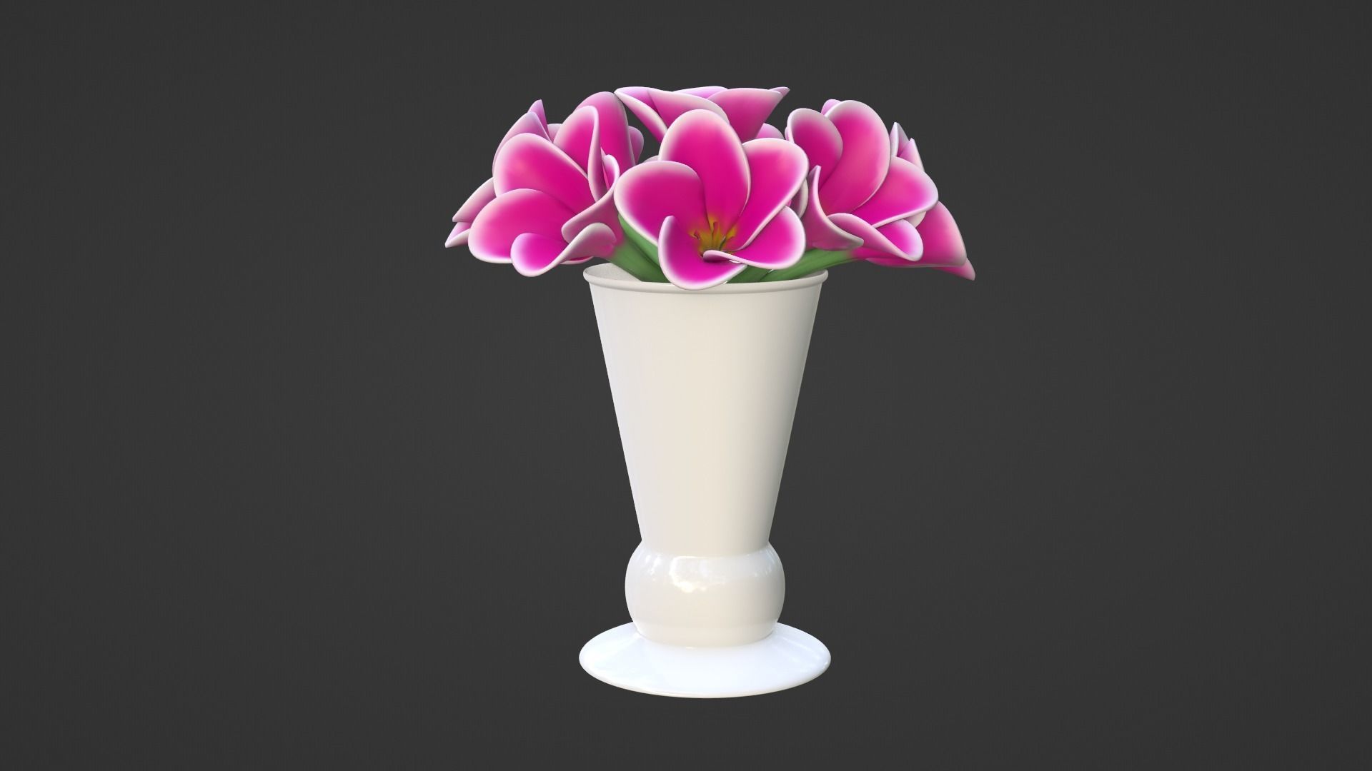 Decor bouquet of flowers in a porcelain vase 2 3D model_4