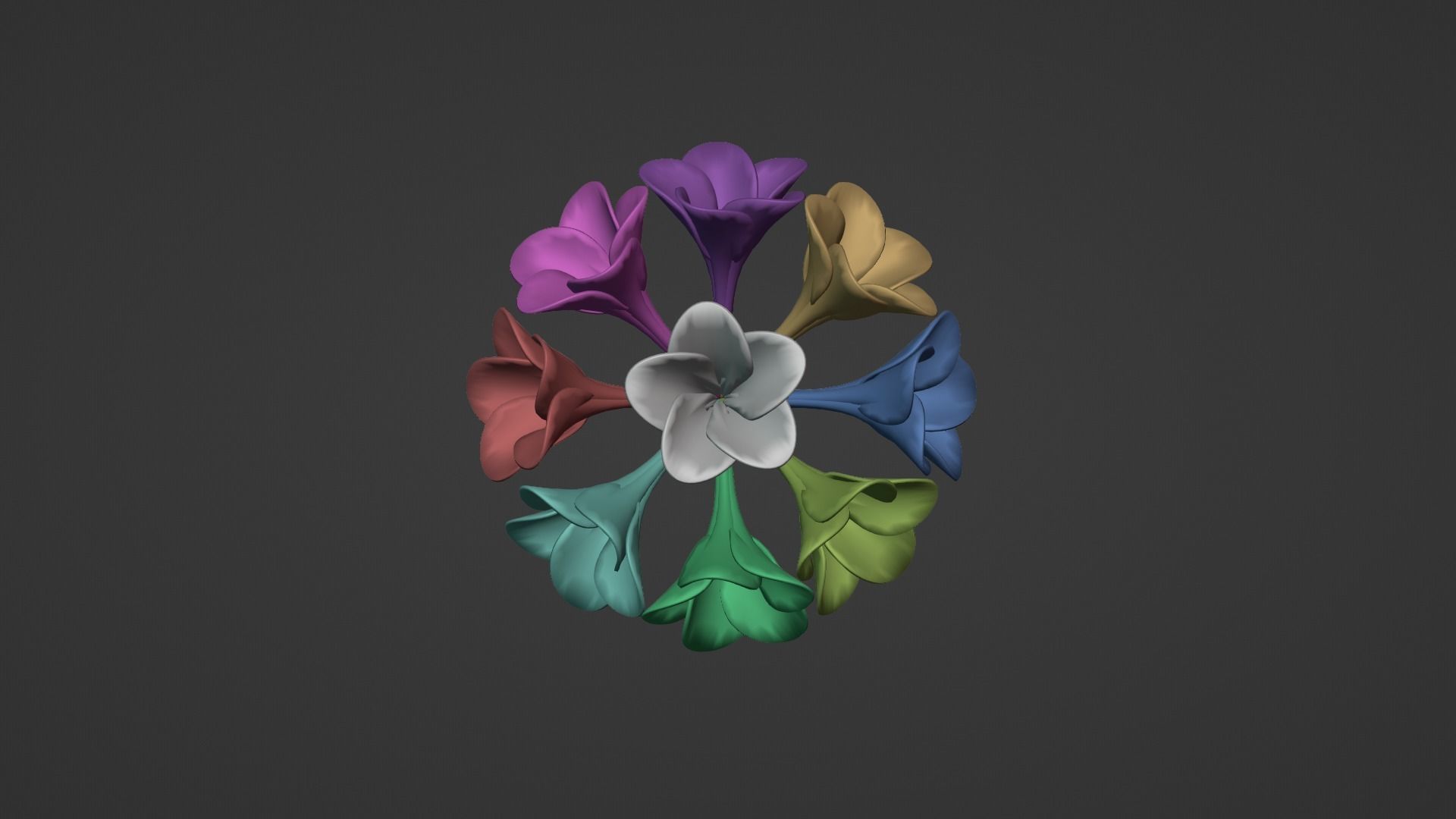 Decor bouquet of flowers in a porcelain vase 2 3D model_8