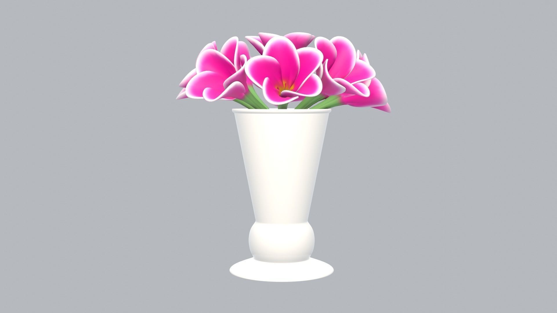 Decor bouquet of flowers in a porcelain vase 2 3D model_5