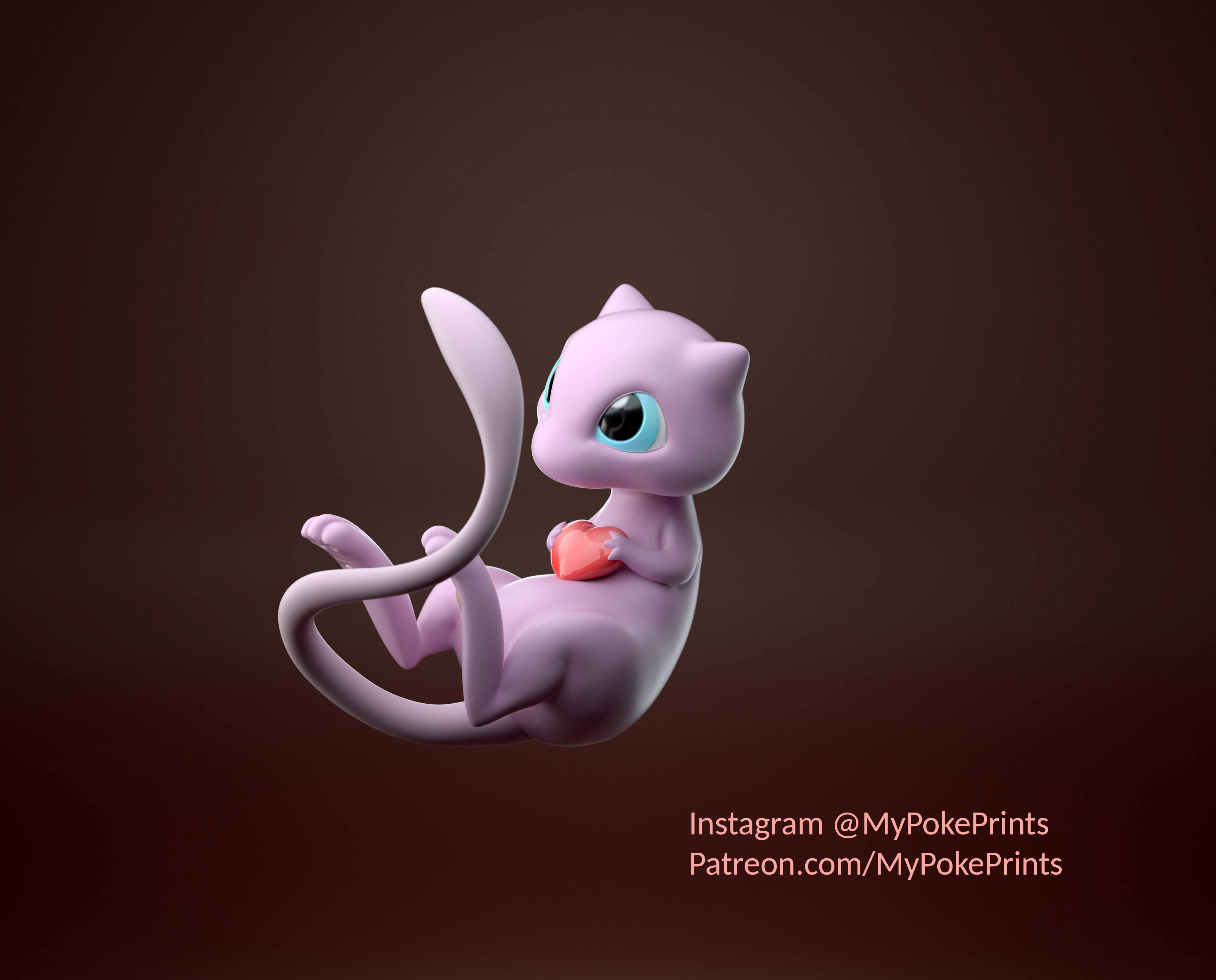 Mew Pokemon holding a heart 3D print model_2