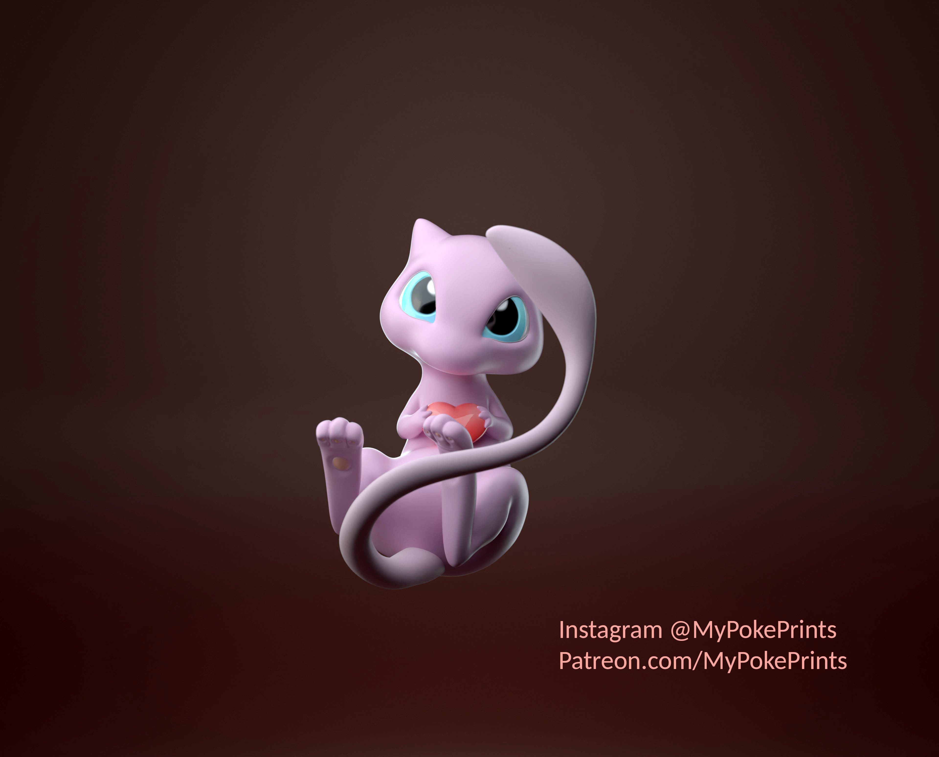 Mew Pokemon holding a heart 3D print model_1
