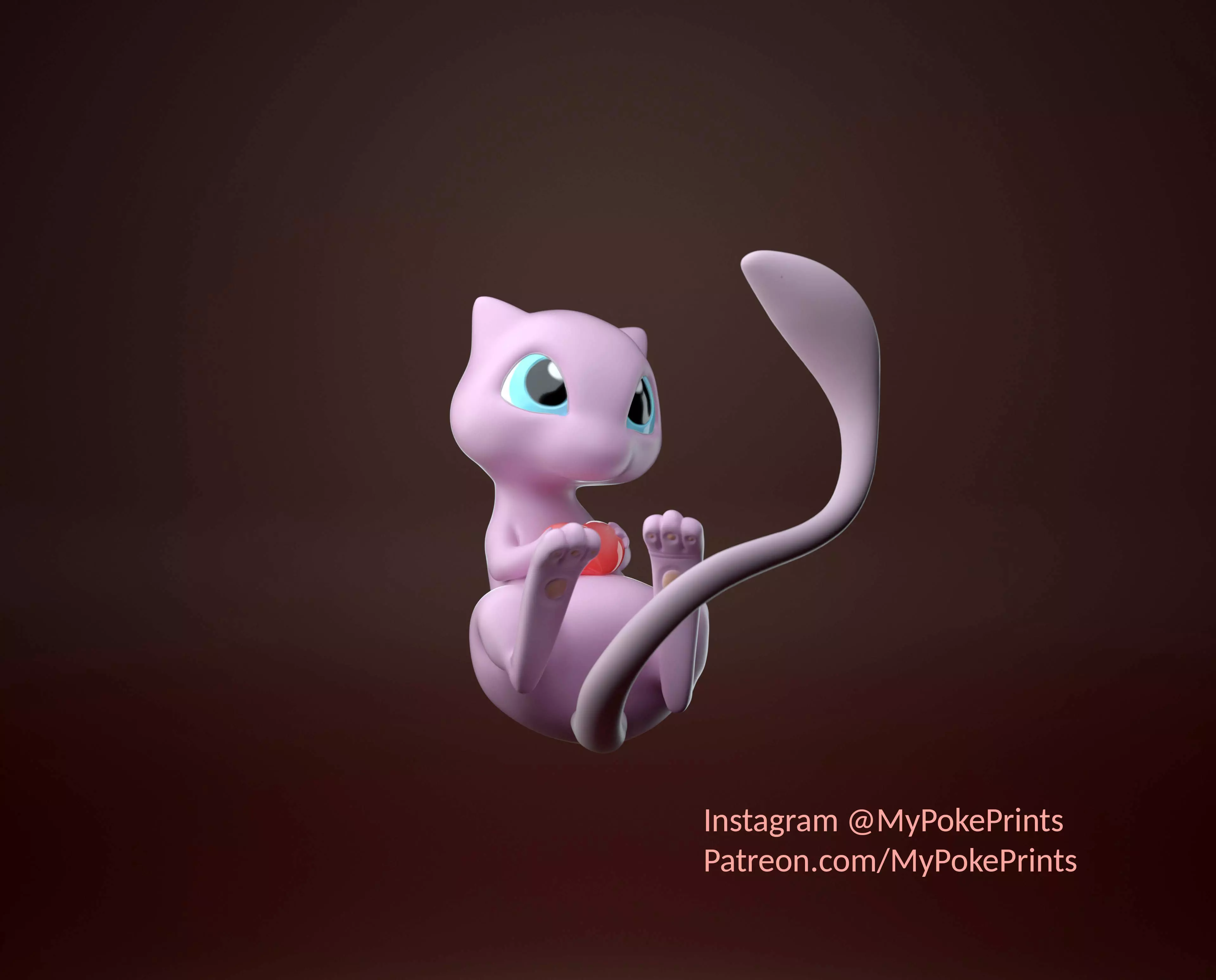 Mew Pokemon holding a heart 3D print model_0