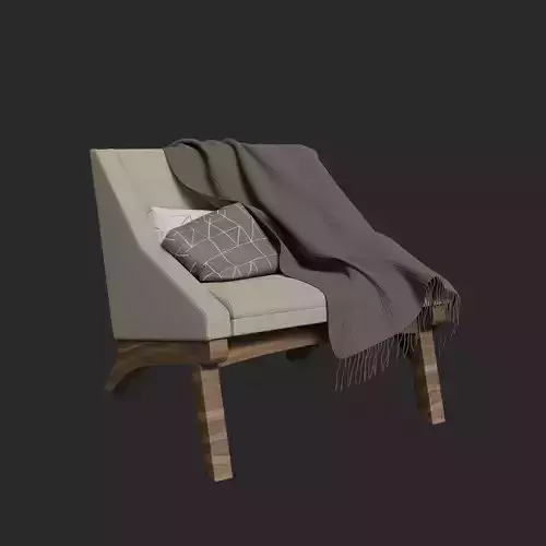 Boomerang Armchair with Blanket and Pillows