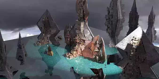 RA Gods City Floating Pyramids Kit bash 2 