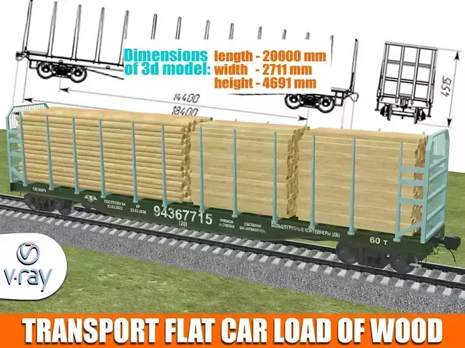  Transport Flat Car Load of Wood