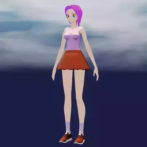 Cartoon anime female character v1