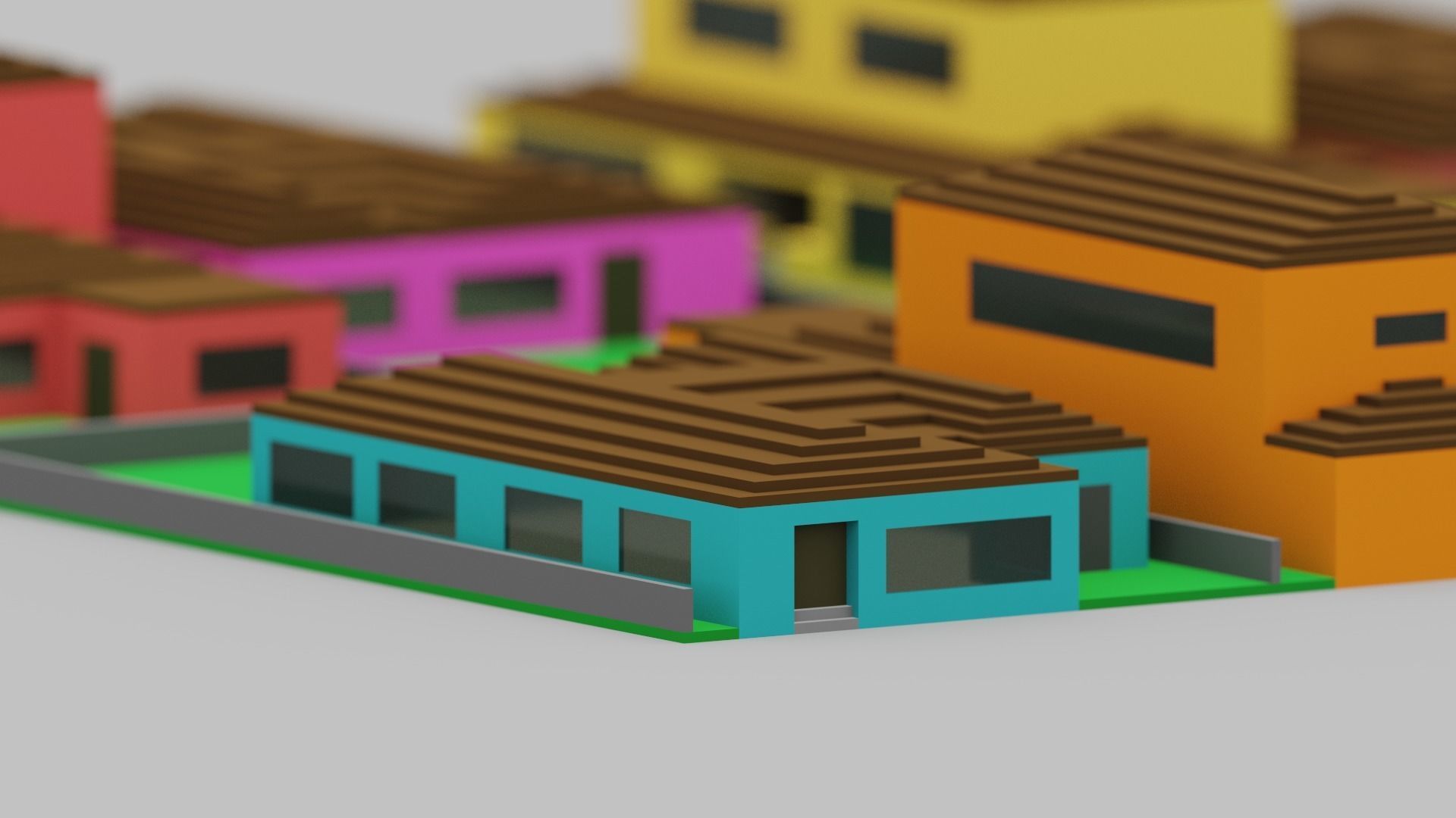 Voxel City Low-poly 3D model_10