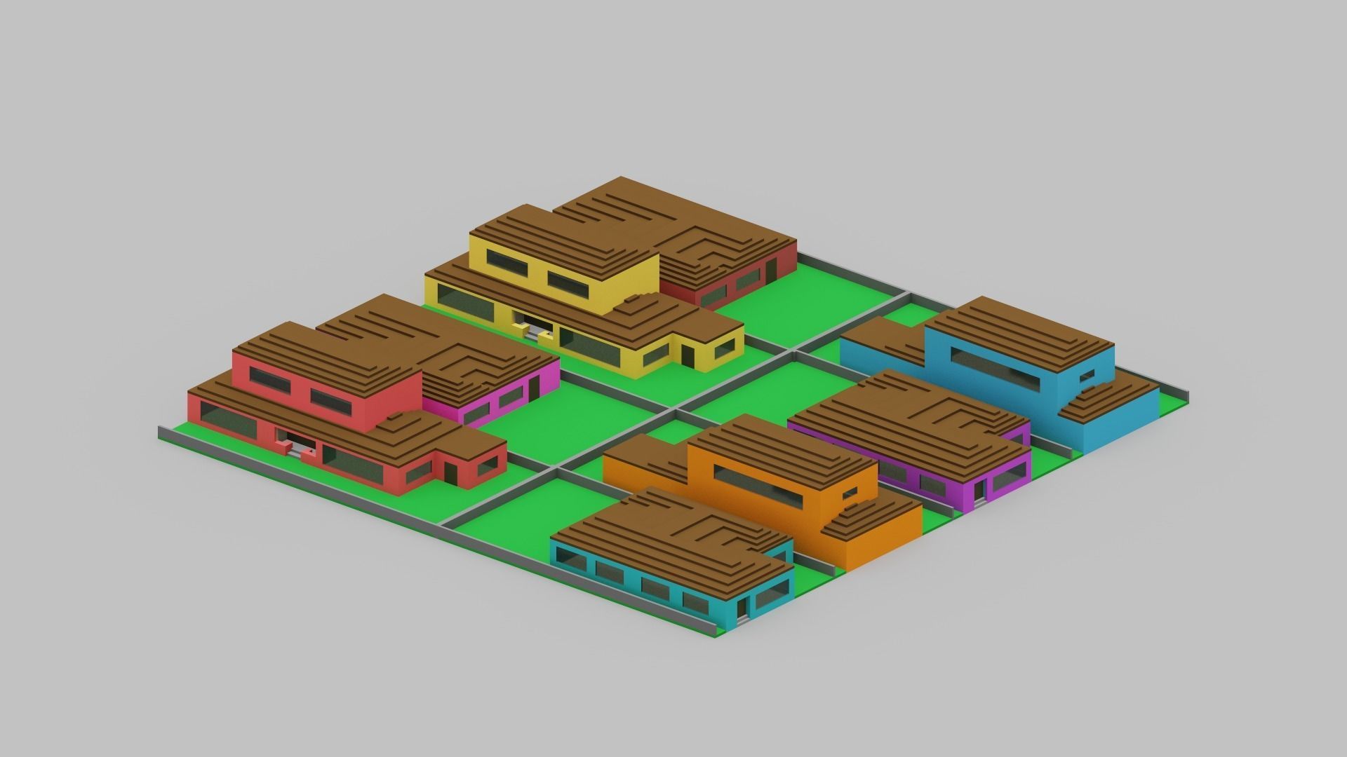 Voxel City Low-poly 3D model_3