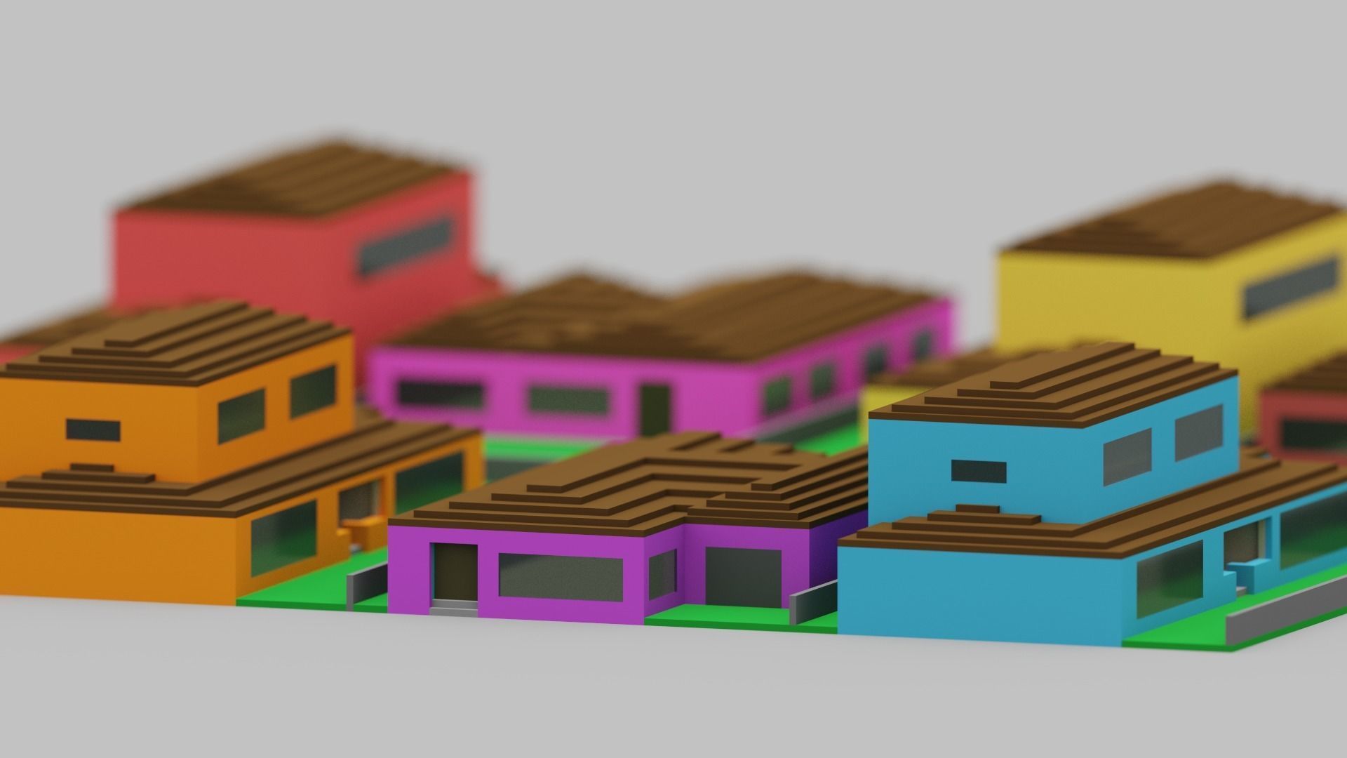 Voxel City Low-poly 3D model_1