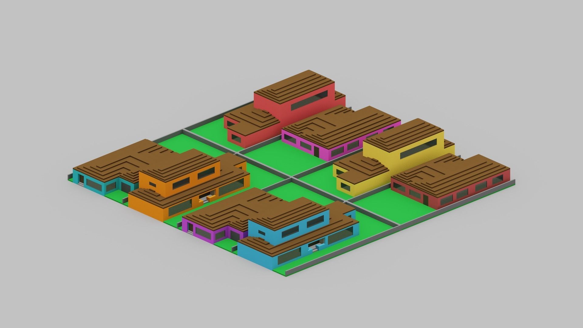 Voxel City Low-poly 3D model_16