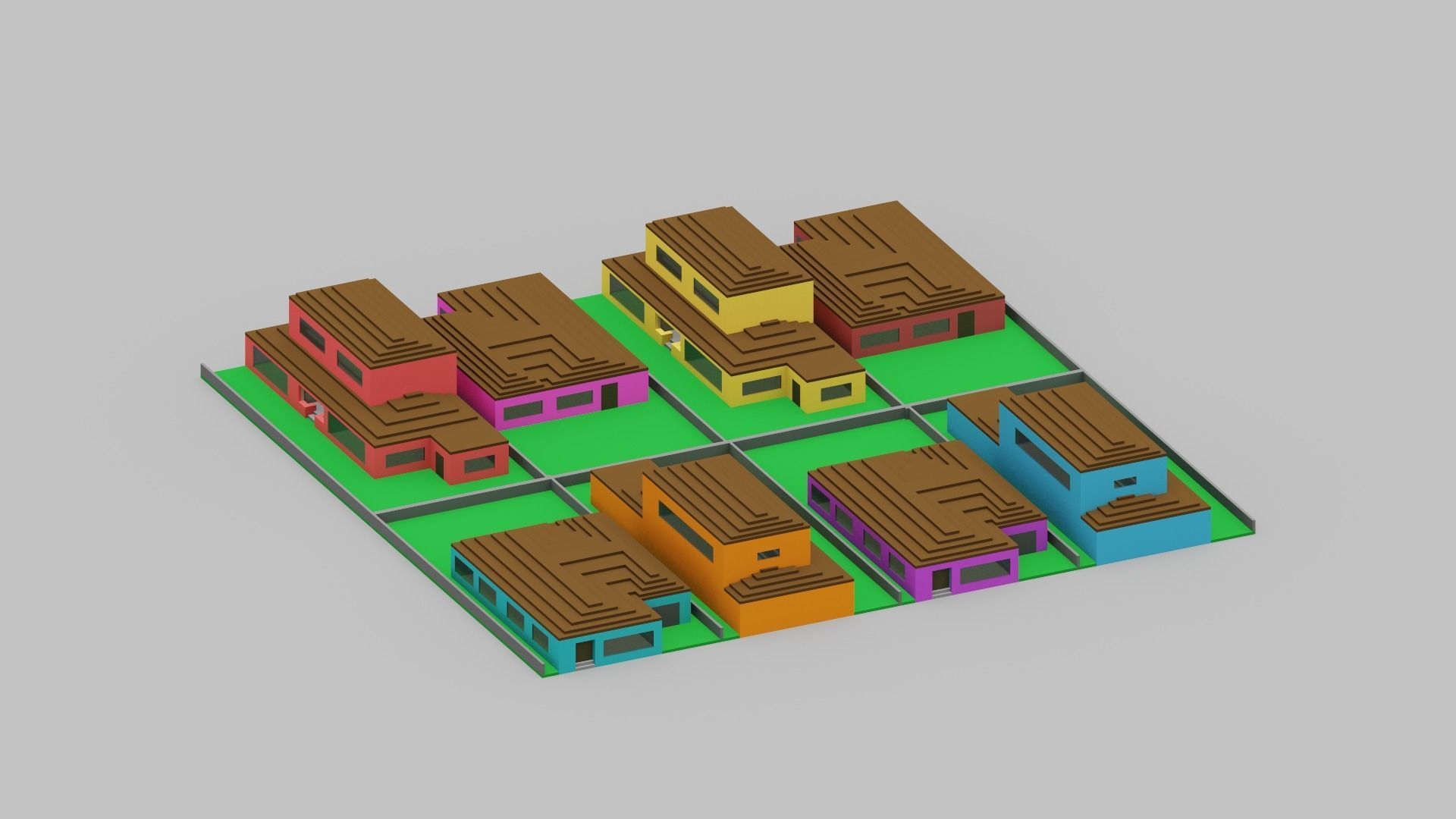 Voxel City Low-poly 3D model_4
