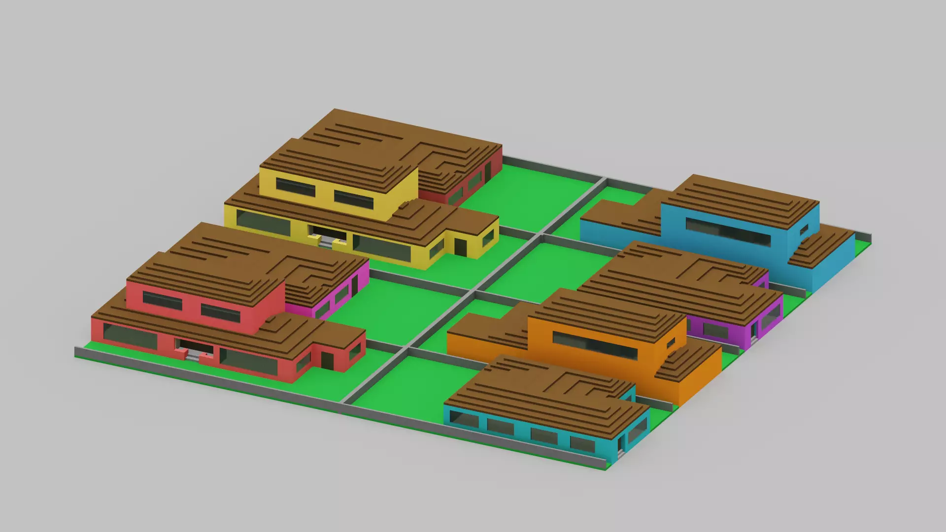 Voxel City Low-poly 3D model_0