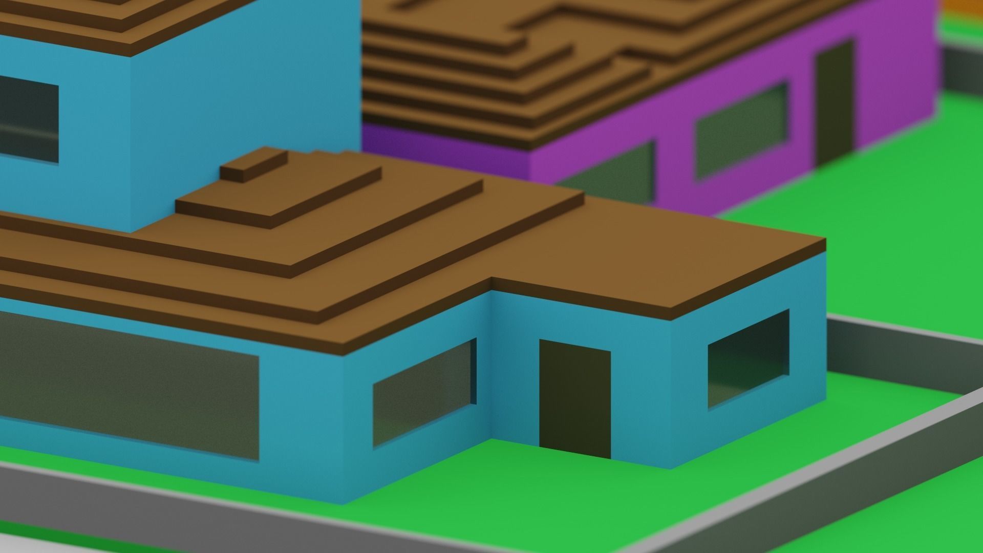 Voxel City Low-poly 3D model_9