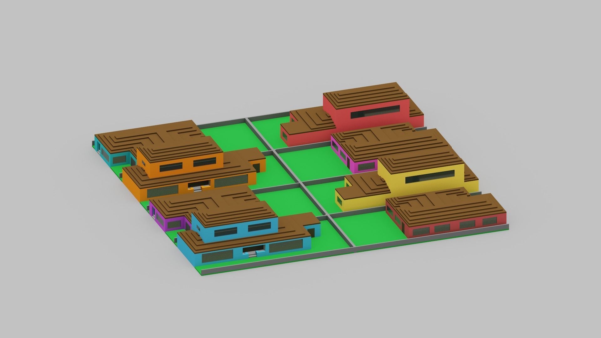 Voxel City Low-poly 3D model_17