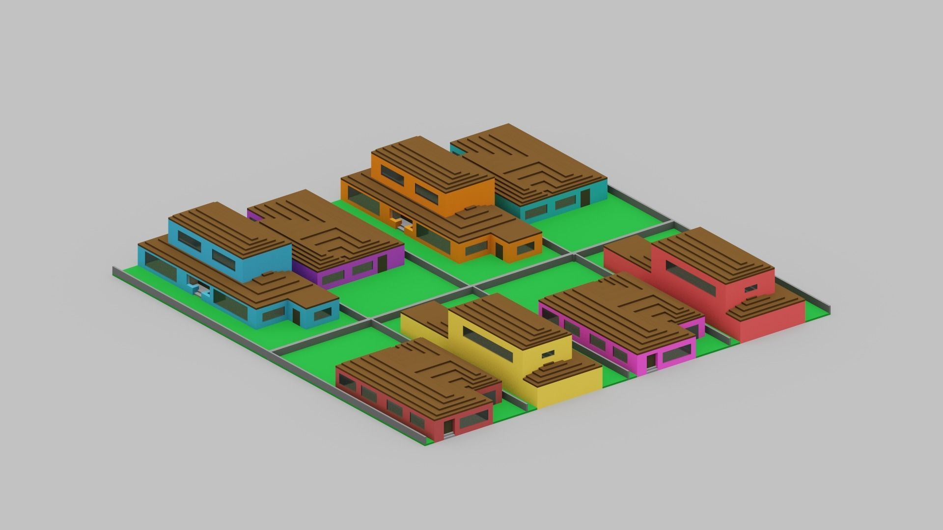 Voxel City Low-poly 3D model_6