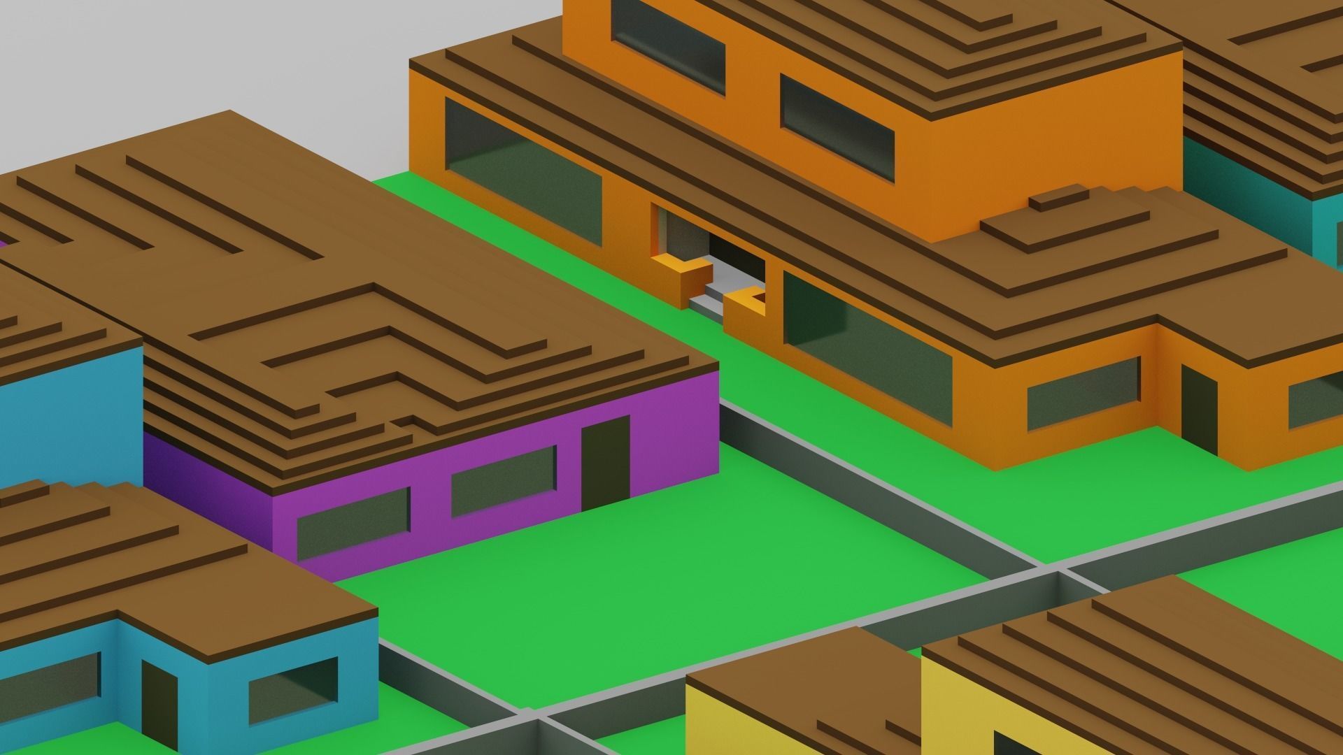 Voxel City Low-poly 3D model_8