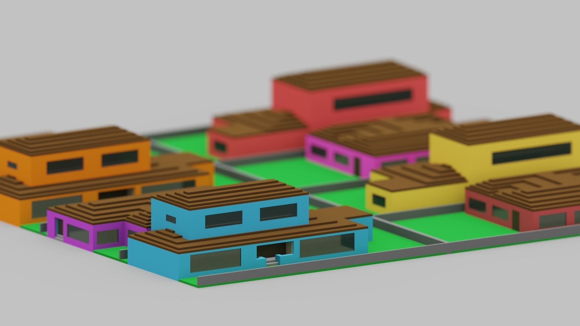 Voxel City Low-poly 3D model_2