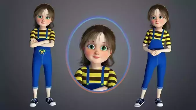 Cartoon Girl - Stylish Rigged Character  3D model