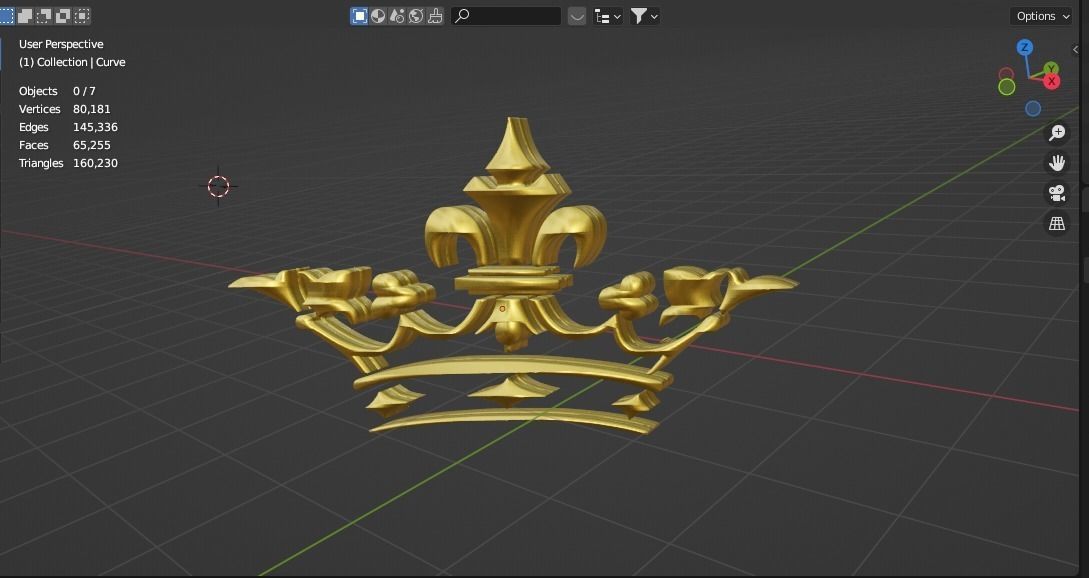 Gold Crown Logo 3D model_2
