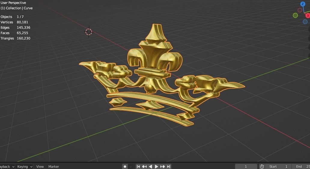 Gold Crown Logo 3D model_1